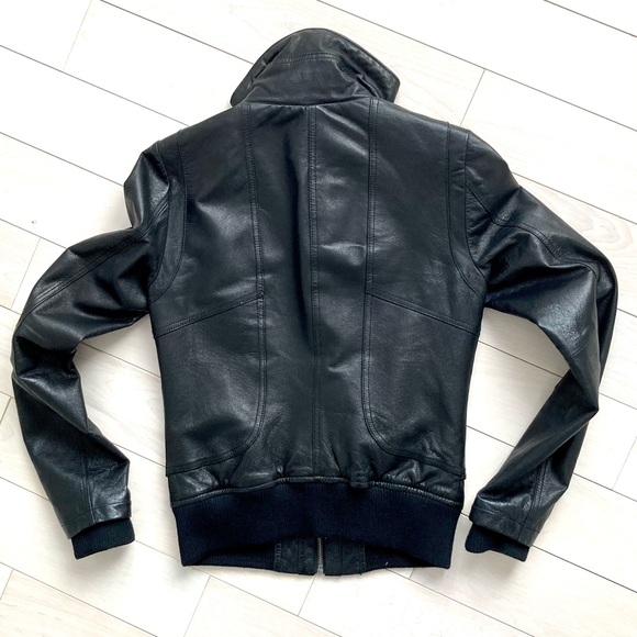 Black leather bomber jacket - XS - Women - Picture 4 of 16